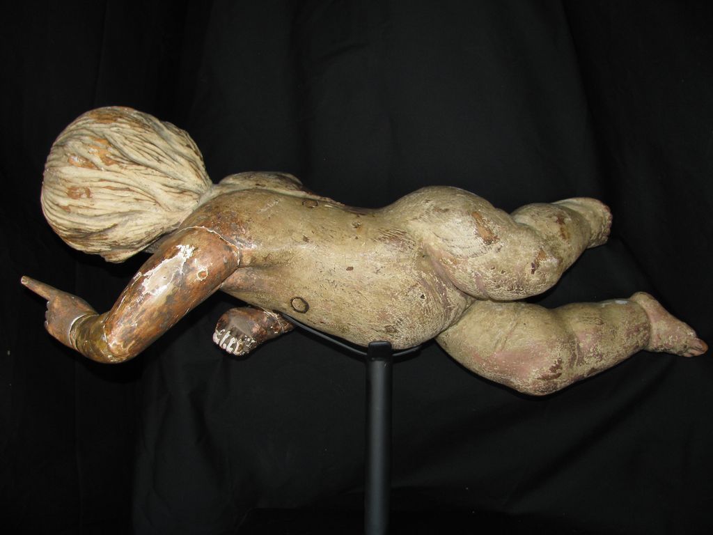 Antique Folk Art Early Carved Wooden Angel Antique Folk Art Early Carved Wooden Angel