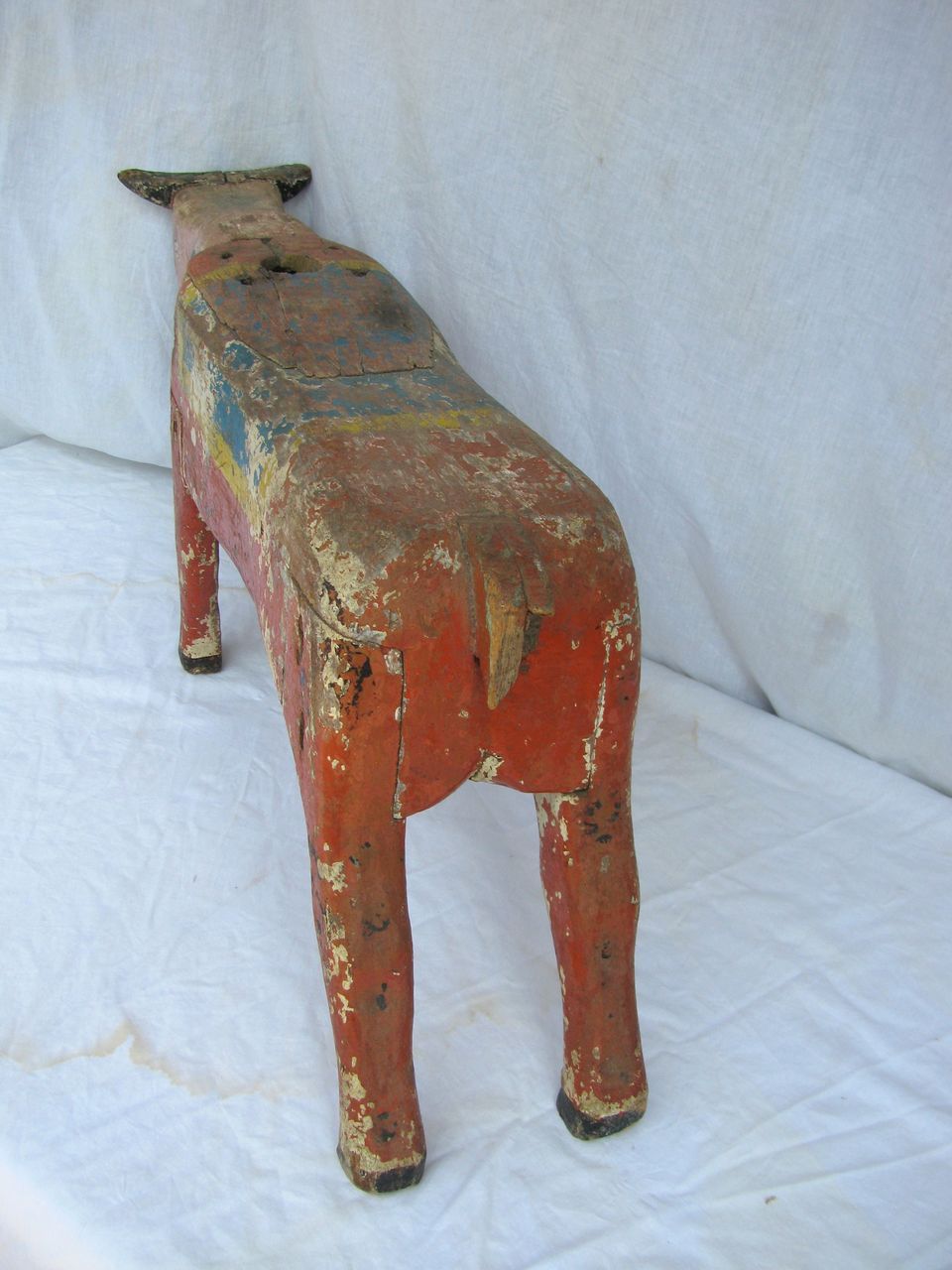 Antique Carved Painted Child's Bull Carousel Ride Folk Art Antique Carved Painted Child's Bull Carousel Ride Folk Art