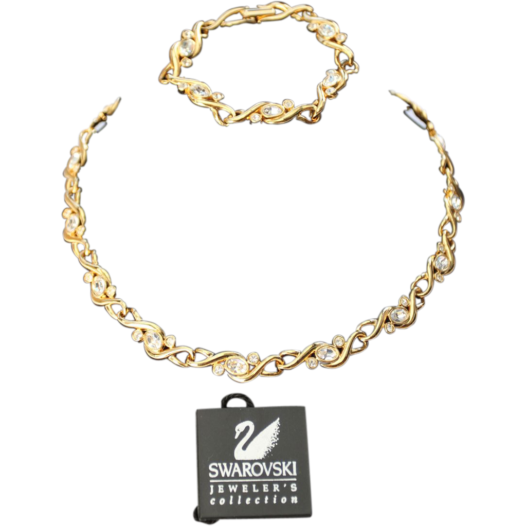 Swarovski Set-Savvy Collection-Necklace & Bracelet-Golden Swirls ...