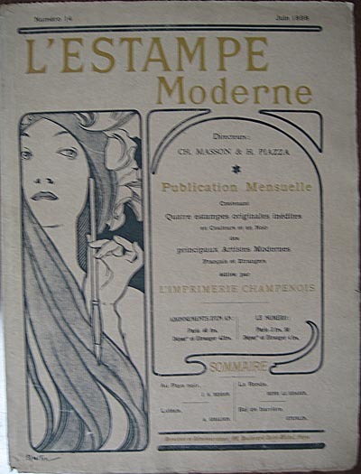 Rare Antique Art Nouveau French Lithograph~Under the Flowers~L'Estampe Moderne 1898. Rare Antique Art Nouveau French Lithograph~Under the Flowers~L'Estampe Moderne 1898.