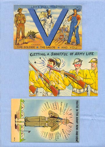 Three 1940s Military Postcards – Two Comic and One Serious Three 1940s Military Postcards – Two Comic and One Serious