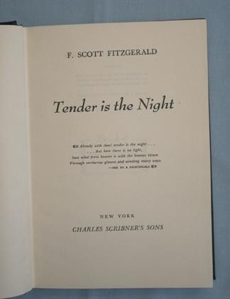 'Tender is the Night', F. Scott Fitzgerald, 1977 Scribner Edition 'Tender is the Night', F. Scott Fitzgerald, 1977 Scribner Edition