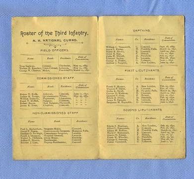 1892 New Hampshire National Guard, Third Infantry Roster 1892 New Hampshire National Guard, Third Infantry Roster