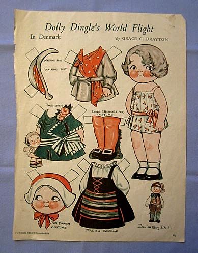 Dolly Dingle in Denmark - Paper Doll on 1932 Magazine Page Dolly Dingle in Denmark - Paper Doll on 1932 Magazine Page