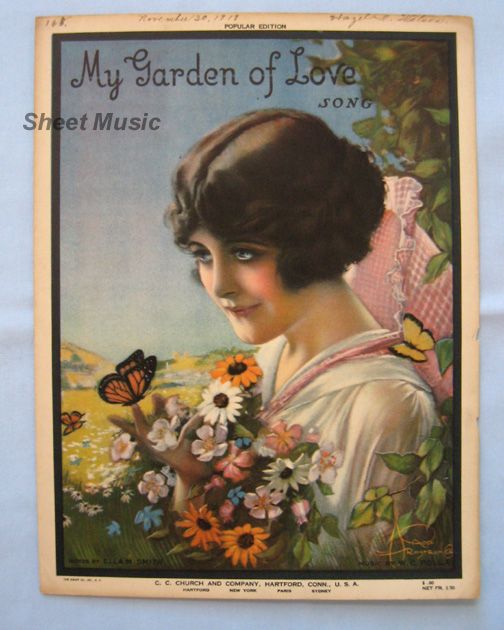 "My Garden of Love" – Romantic Cover Girl by Artist Armstrong, 1919 "My Garden of Love" – Romantic Cover Girl by Artist Armstrong, 1919