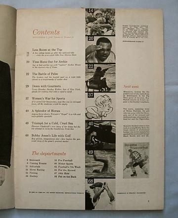 Sports Illustrated 1960, James Thurber Cover, Bobby Jones Golf Story Sports Illustrated 1960, James Thurber Cover, Bobby Jones Golf Story