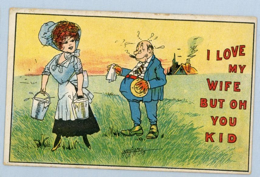 Comic Postcard With Classic Punch Line, Signed Carmichael, Dated 1909 Comic Postcard With Classic Punch Line, Signed Carmichael, Dated 1909