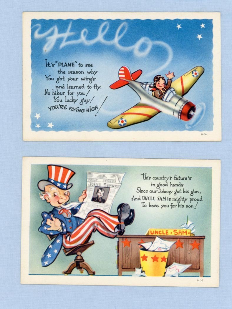 Two Military Postcards – Congratulations with a Comic Touch Two Military Postcards – Congratulations with a Comic Touch