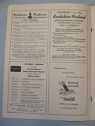 Jacob's Pillow Dance Festival, 1957 Program Ted Shawn Theatre Jacob's Pillow Dance Festival, 1957 Program Ted Shawn Theatre