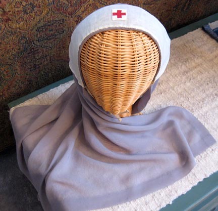 Red Cross Veil, Grey Chiffon, Gray Lady Hospital Service Red Cross Veil, Grey Chiffon, Gray Lady Hospital Service