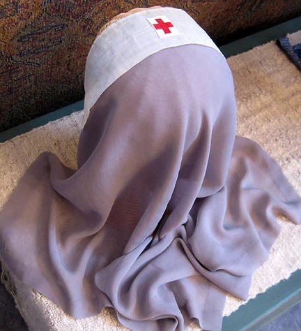 Red Cross Veil, Grey Chiffon, Gray Lady Hospital Service Red Cross Veil, Grey Chiffon, Gray Lady Hospital Service