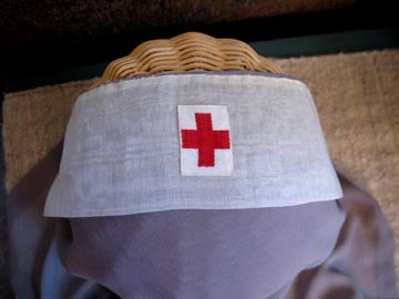 Red Cross Veil, Grey Chiffon, Gray Lady Hospital Service Red Cross Veil, Grey Chiffon, Gray Lady Hospital Service