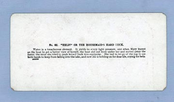 Woman Falling into Water with Rowboat - Comic Stereoview Card Woman Falling into Water with Rowboat - Comic Stereoview Card
