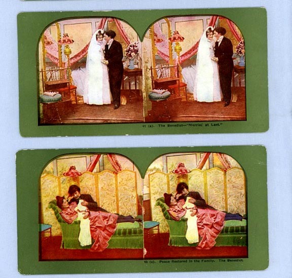 Two Stereoview Cards – Bride and Groom, Followed by Baby's Arrival Two Stereoview Cards – Bride and Groom, Followed by Baby's Arrival