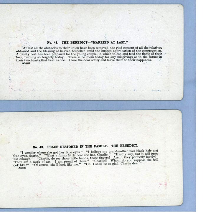 Two Stereoview Cards – Bride and Groom, Followed by Baby's Arrival Two Stereoview Cards – Bride and Groom, Followed by Baby's Arrival