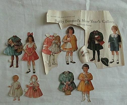 Betty Bonnet New Year's Paper Doll Cutouts from 1918 Magazine Betty Bonnet New Year's Paper Doll Cutouts from 1918 Magazine