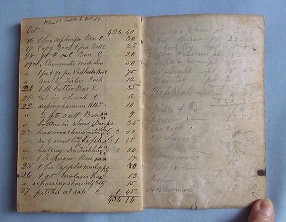 Leather-Bound Ledger of Personal Items Purchased, dated 1865 Leather-Bound Ledger of Personal Items Purchased, dated 1865