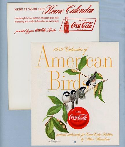 Beautiful Calendar, 'American Birds', by Coca Cola 1958 Beautiful Calendar, 'American Birds', by Coca Cola 1958