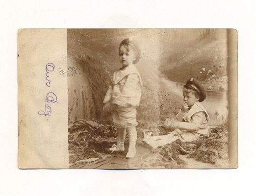 Cute Boy in Sailor Suit, 1907 Double Exposure Real Photo Card Cute Boy in Sailor Suit, 1907 Double Exposure Real Photo Card