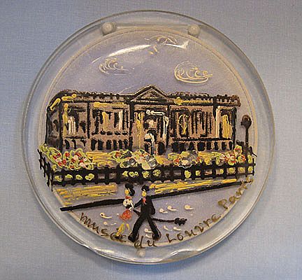 Large Lucite Compact, Hand-Painted Louvre Paris Scene - Unique Large Lucite Compact, Hand-Painted Louvre Paris Scene - Unique