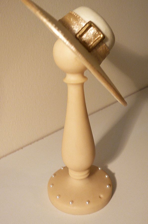 If the Shoe Fits: "The Leonardo Collection": Cream and Gold Colour Hat on Stand If the Shoe Fits: "The Leonardo Collection": Cream and Gold Colour Hat on Stand