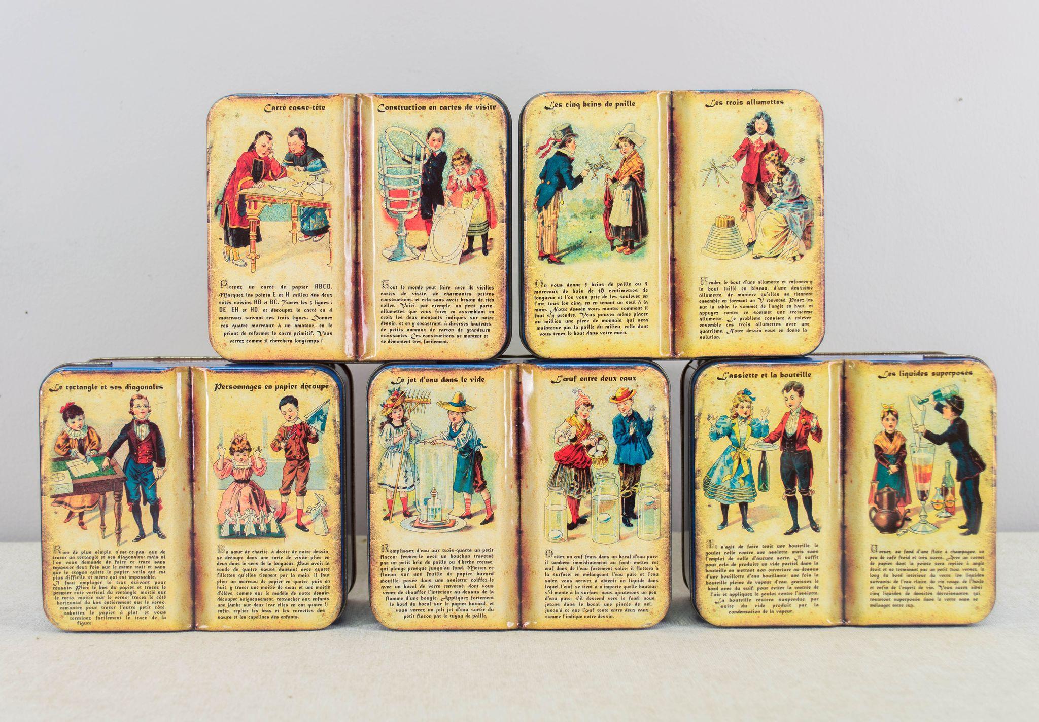 A Set of 5 French Vintage Tin Biscuits Boxes A Set of 5 French Vintage Tin Biscuits Boxes