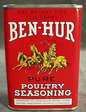 Vintage Ben Hur Advertising Spice Tin Vintage Ben Hur Advertising Spice Tin