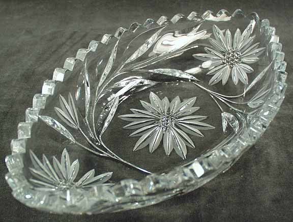 Vintage Cut Glass Olive Dish - Floral Period Vintage Cut Glass Olive Dish - Floral Period