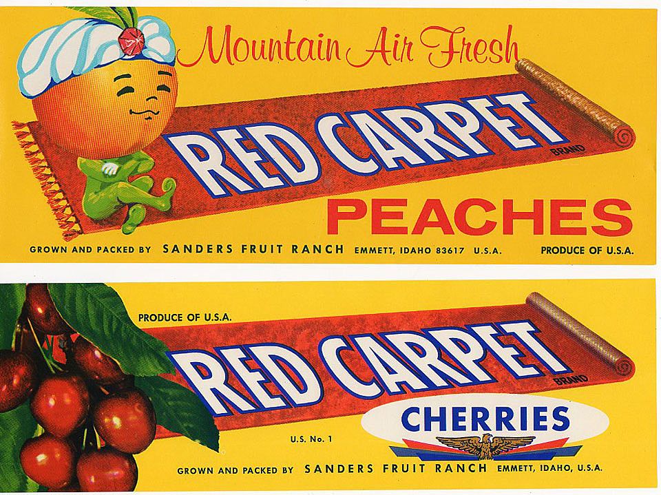 Vintage Fruit Crate Labels from Emmett Idaho - Cherry & Peach Vintage Fruit Crate Labels from Emmett Idaho - Cherry & Peach