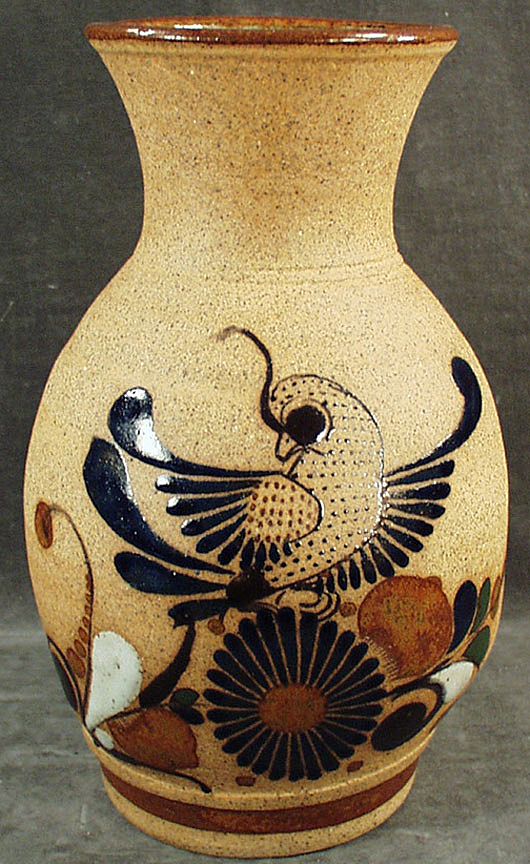 Mexican Pottery Vase with Bird Design Mexican Pottery Vase with Bird Design