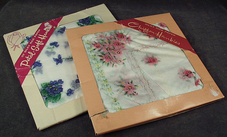 Vintage Rice Paper Handkerchiefs with Original Packaging - 2 Packages Vintage Rice Paper Handkerchiefs with Original Packaging - 2 Packages
