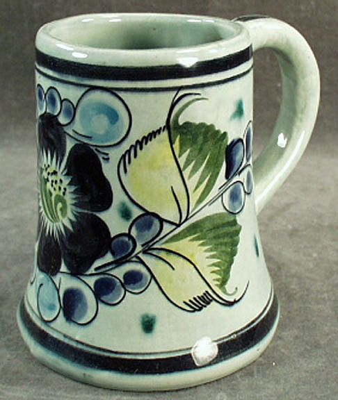Pretty Floral Tonala Mexico Pottery Mug Pretty Floral Tonala Mexico Pottery Mug