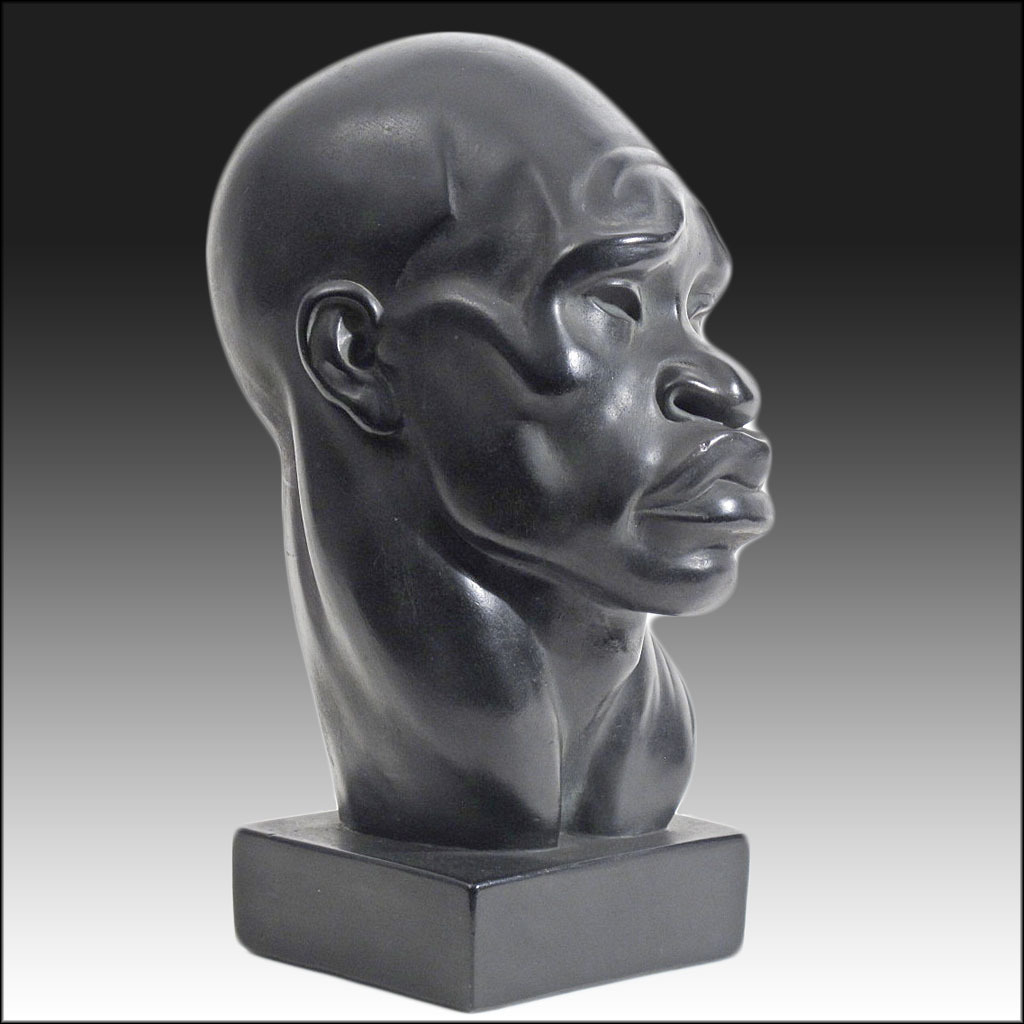 Mid Century Ceramic Sculpture of a Black Man's Head by Fred Press Mid Century Ceramic Sculpture of a Black Man's Head by Fred Press