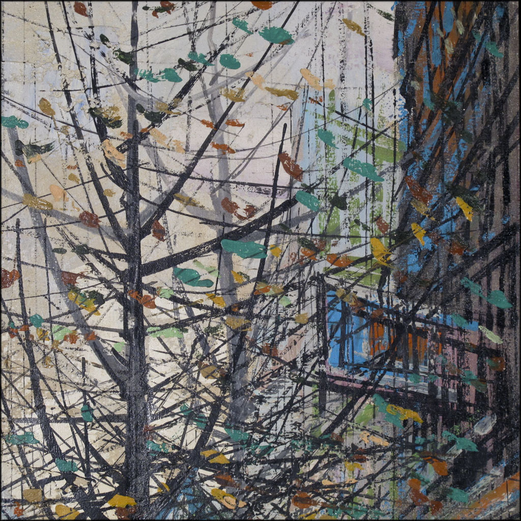 Mid Century Modern Painting - Autumn in the City - Signed Oil on Canvas Mid Century Modern Painting - Autumn in the City - Signed Oil on Canvas