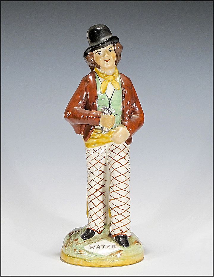 Antique Staffordshire Temperance Figurine - Double Sided Water and Gin Antique Staffordshire Temperance Figurine - Double Sided Water and Gin