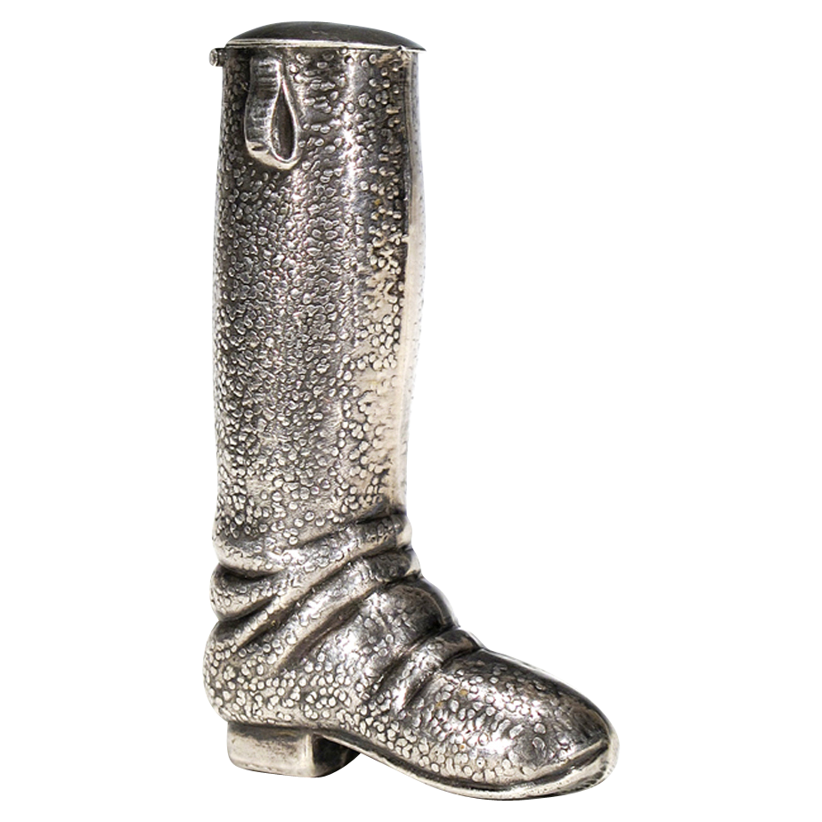 Sterling Equestrian Boot Vesta Match Safe - Silver Matchsafe Sterling Equestrian Boot Vesta Match Safe - Silver Matchsafe