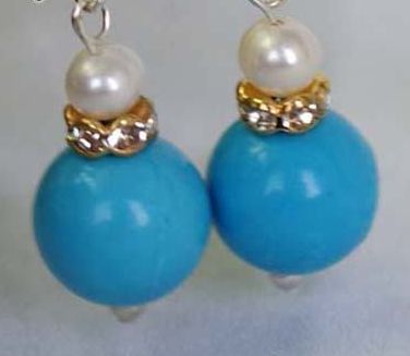 Turquoise with Freshwater Pearl Earrings Turquoise with Freshwater Pearl Earrings