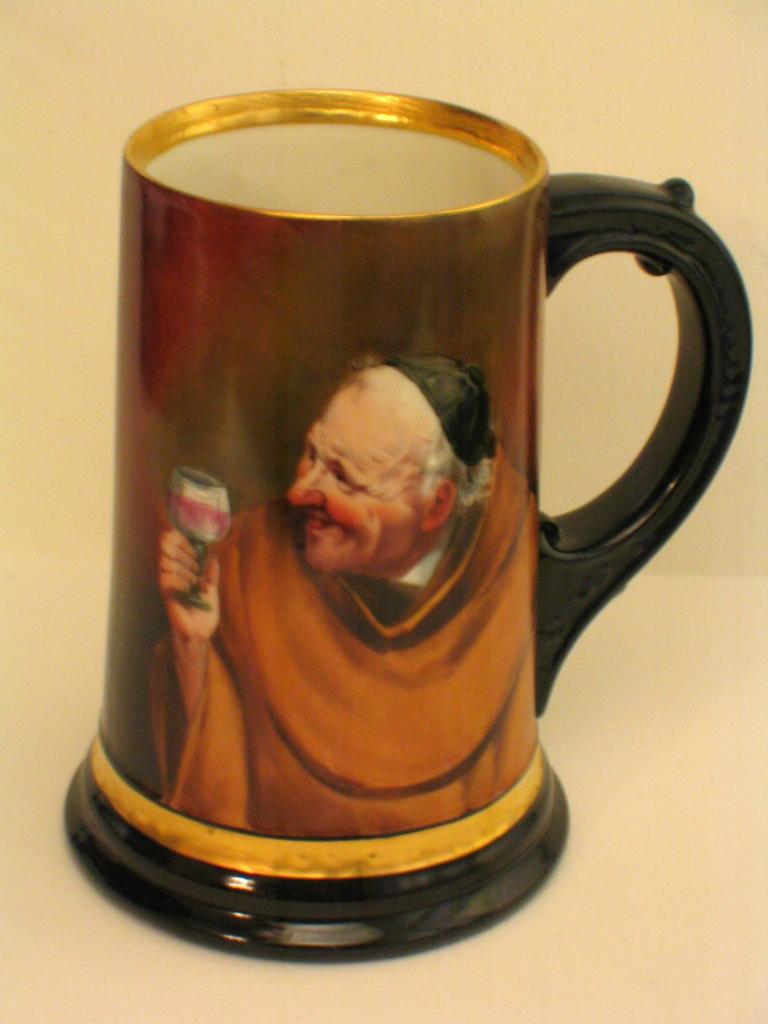 Hand Painted Limoges Monk Tankard Signed BRAUER Hand Painted Limoges Monk Tankard Signed BRAUER