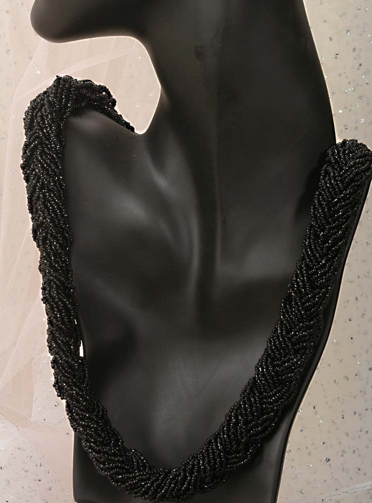 Lovely Black Bead necklace all Stands braided Lovely Black Bead necklace all Stands braided