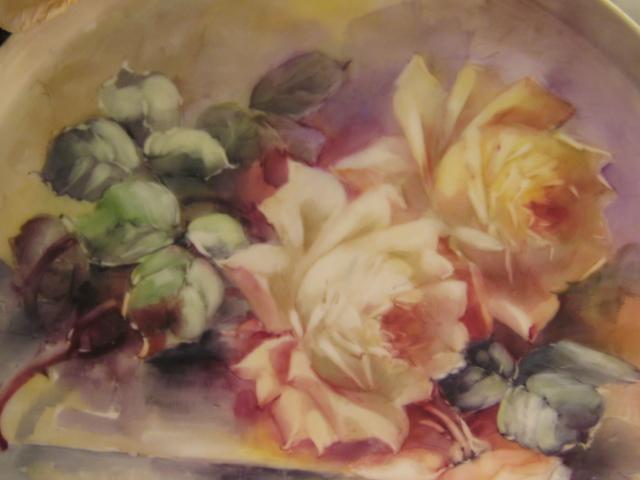Breathtaking LARGE 15 3/4" ROMANTIC TEA ROSES Antique Limoges French Hand Painted Victorian Canvas Art Plaque Tray Charger Tressemann and Vogt T&V circa 1900 Breathtaking LARGE 15 3/4" ROMANTIC TEA ROSES Antique Limoges French Hand Painted Victorian Canvas Art Plaque Tray Charger Tressemann and Vogt T&V circa 1900