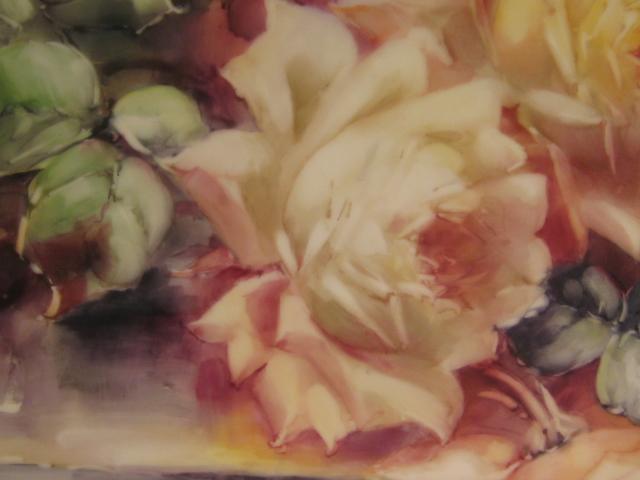 Breathtaking LARGE 15 3/4" ROMANTIC TEA ROSES Antique Limoges French Hand Painted Victorian Canvas Art Plaque Tray Charger Tressemann and Vogt T&V circa 1900 Breathtaking LARGE 15 3/4" ROMANTIC TEA ROSES Antique Limoges French Hand Painted Victorian Canvas Art Plaque Tray Charger Tressemann and Vogt T&V circa 1900