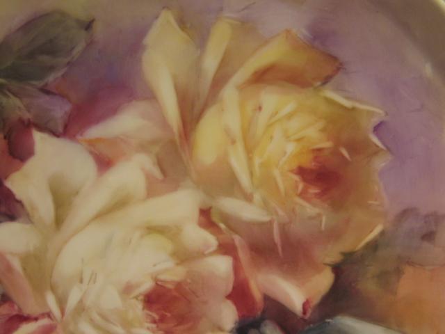 Breathtaking LARGE 15 3/4" ROMANTIC TEA ROSES Antique Limoges French Hand Painted Victorian Canvas Art Plaque Tray Charger Tressemann and Vogt T&V circa 1900 Breathtaking LARGE 15 3/4" ROMANTIC TEA ROSES Antique Limoges French Hand Painted Victorian Canvas Art Plaque Tray Charger Tressemann and Vogt T&V circa 1900