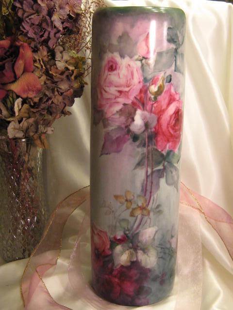 Stunning ~ MAGNIFICENT Vienna Austria Hand Painted Antique Porcelain Large 17 1/2" Vase Gorgeous Pink and Burgundy CABBAGE ROSES Circa 1890's Stunning ~ MAGNIFICENT Vienna Austria Hand Painted Antique Porcelain Large 17 1/2" Vase Gorgeous Pink and Burgundy CABBAGE ROSES Circa 1890's