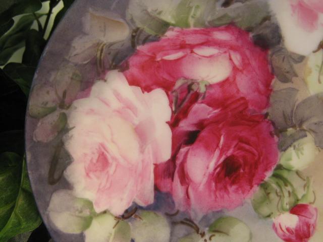 "ROSES ROSES ROSES" Gorgeous Hand Painted Antique Limoges France Porcelain Floral Cabinet Art Plate Jean Pouyat JPL Circa 1900 "ROSES ROSES ROSES" Gorgeous Hand Painted Antique Limoges France Porcelain Floral Cabinet Art Plate Jean Pouyat JPL Circa 1900