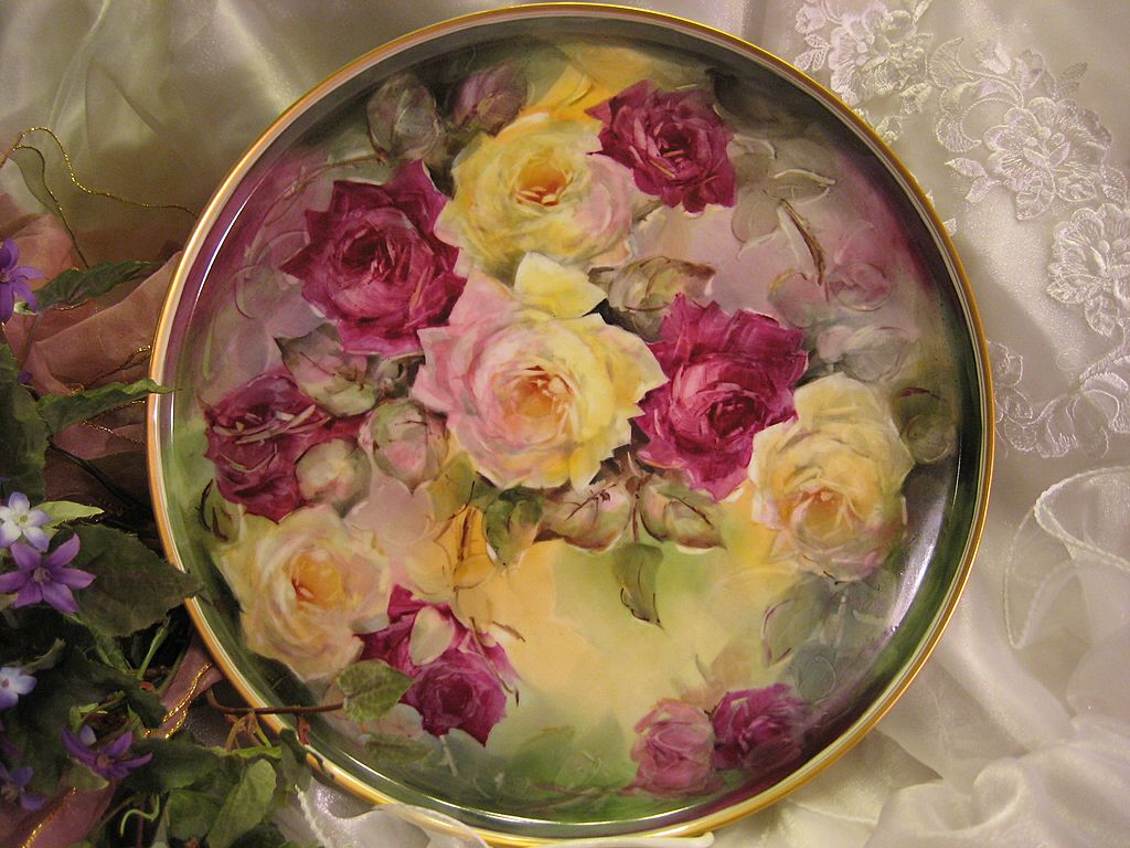 "STUNNING VICTORIAN ROSES" Absolutely Gorgeous Large 13 7/8" Antique Hand Painted Limoges France Serving Tray Charger Plaque Plate Vintage Victorian Heirloom Floral Art China Painting Original ONE-OF-A-KIND Handmade Artistry Fine French circa 1900 "STUNNING VICTORIAN ROSES" Absolutely Gorgeous Large 13 7/8" Antique Hand Painted Limoges France Serving Tray Charger Plaque Plate Vintage Victorian Heirloom Floral Art China Painting Original ONE-OF-A-KIND Handmade Artistry Fine French circa 1900