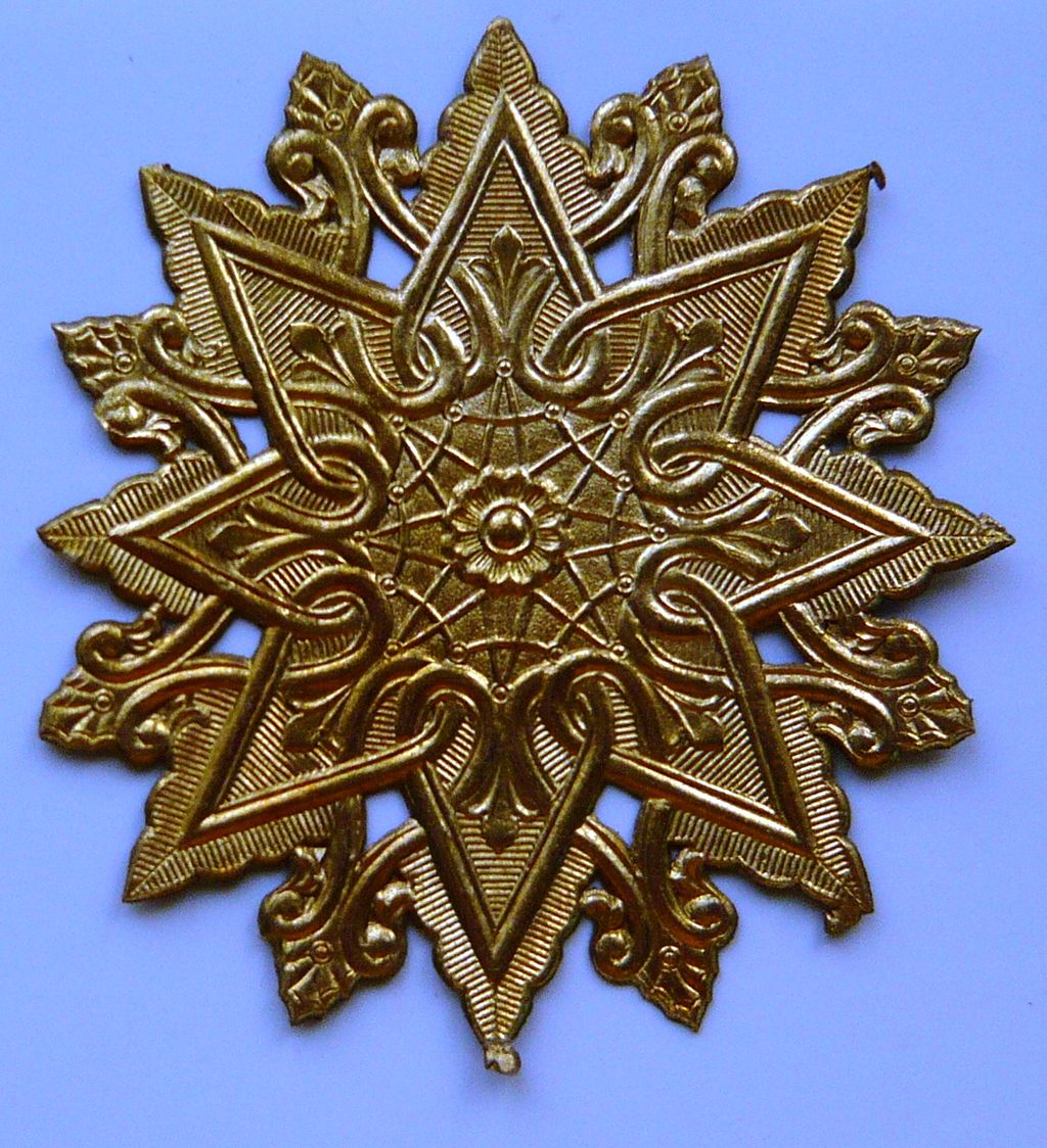 Four Vintage Dresden Die Cut Gold Star Motifs Four Vintage Dresden Die Cut Gold Star Motifs