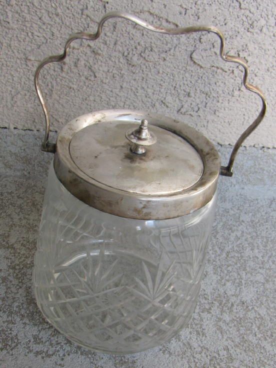 Silverplate & Cut Crystal Biscuit Barrel Silverplate & Cut Crystal Biscuit Barrel