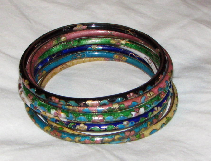 Group 7 Thin Cloisonne Bangle Bracelets Group 7 Thin Cloisonne Bangle Bracelets
