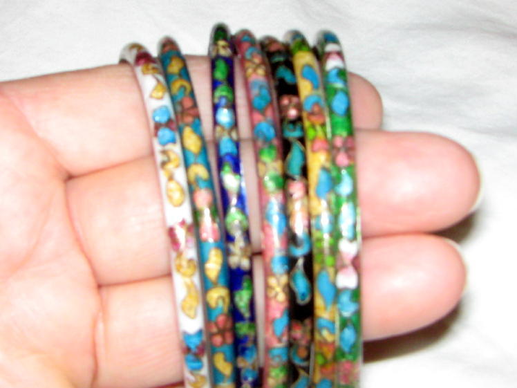 Group 7 Thin Cloisonne Bangle Bracelets Group 7 Thin Cloisonne Bangle Bracelets