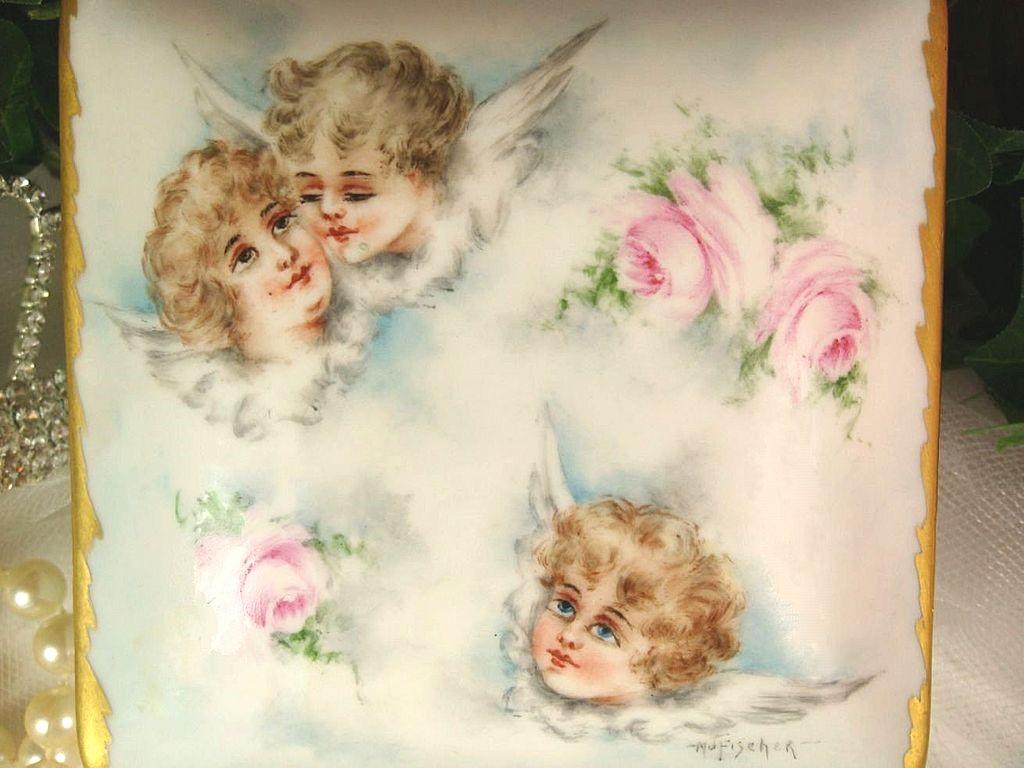 Limoges - Jewelry Box - Trinket Jar - Hand Painted - Portrait - Cherubs - Roses - Artist Signed Limoges - Jewelry Box - Trinket Jar - Hand Painted - Portrait - Cherubs - Roses - Artist Signed